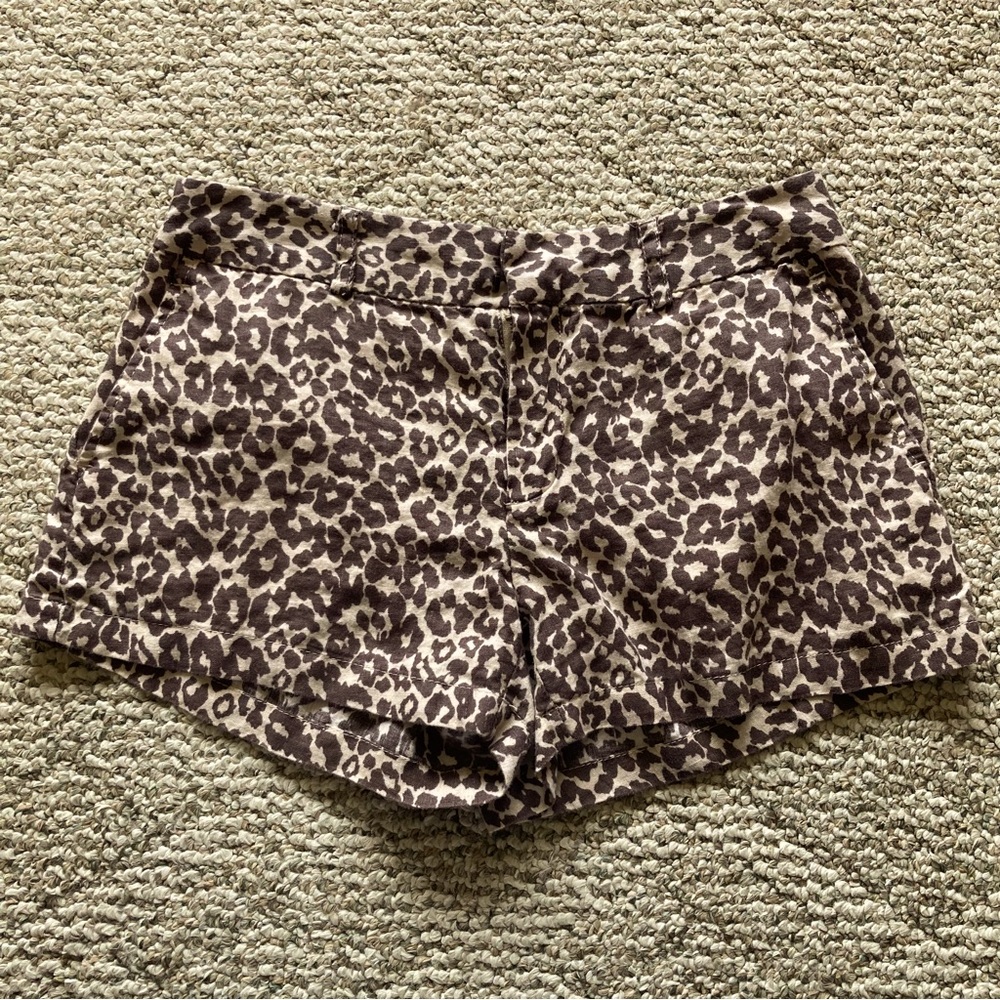 Cynthia Rowley Linen Leopard Print Shorts 4